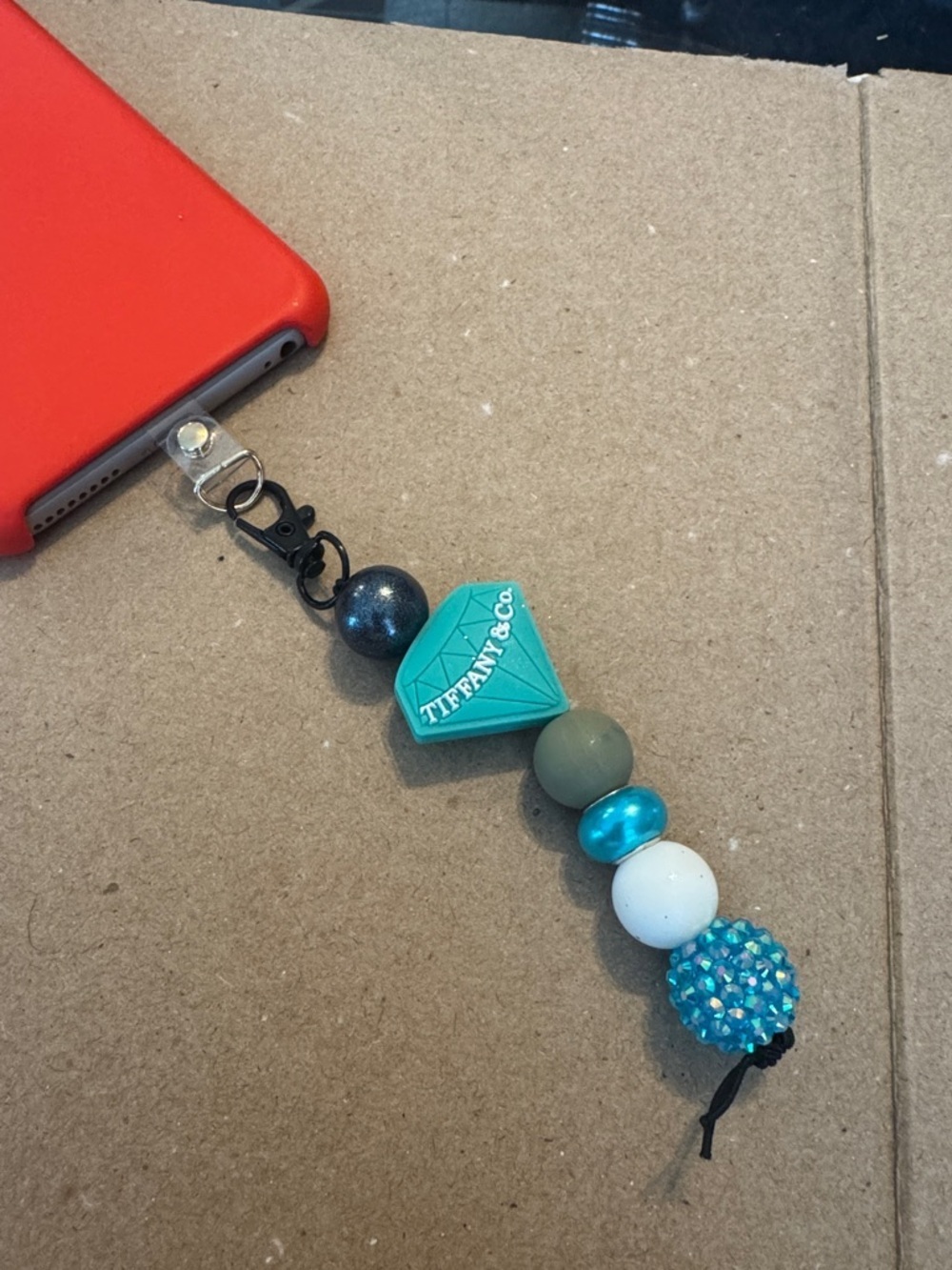 Tiffany & Co. Aqua and Teal Beaded Phone Charm